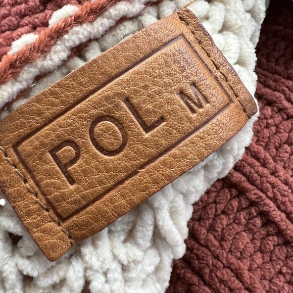 POL Chenille Colorblock Turtleneck Sweater Orange Ivory Size Medium - Picture 5 of 13